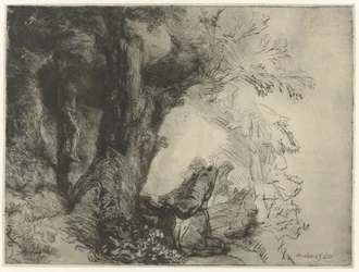 Saint Francis under ett träd, ber St Francis under ett träd ber