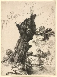 Saint Jerome bredvid en Pollard Willow