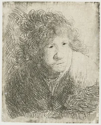 Självporträtt, framåtlutad, lyssnande, 1628.
