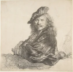 Självporträtt, lutad mot en stenmur, 1639.