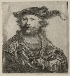 Självporträtt i sammetsmössa med plym, 1638.