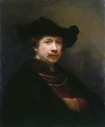 Självporträtt i en platt mössa, 1642.