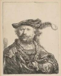 Självporträtt i sammetsmössa med plym, 1638.