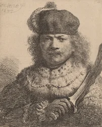 Självporträtt med upphöjd sabel, 1634.