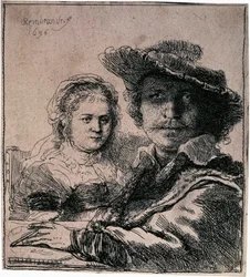 Självporträtt med Saskia, 1636.