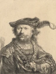 Självporträtt i sammetsmössa med plym, 1638