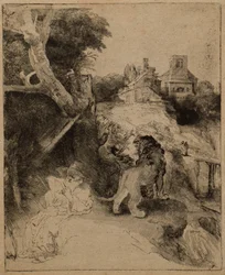 St. Jerome läser i ett italienskt landskap