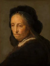 Studie av en gammal kvinna, ca 1630-1634.