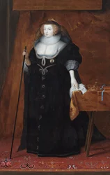 Porträtt av Frances Howard, hertiginna av Richmond och Lennox (olja på pannå)