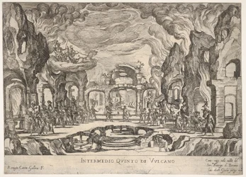 Femte mellanspelet: Vulcan Intermedio quinto di Volcano, från serien Seven Interludes..., 1608.