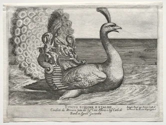 Sjöstrid representerad vid floden Arno i Florens, för Cosimo di Medicis äktenskap, 1608.