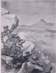 Boer som skjuter på General Frenchs tåg (litho)