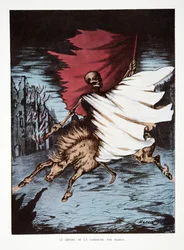 The Departure of the Commune, from History of the Third Republic, Vol. I, Politisk historia, pub. 1933 (färg litho)