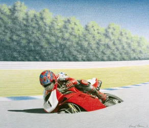 Roadrace, 2001, teckning med färgpenna på papper