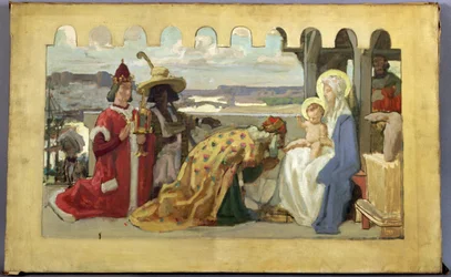 The Adoration of the Magi, förberedande studie för kyrkan Saint-Ferjeux nära Besancon