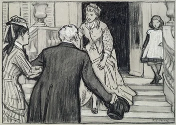 Besöket, illustration från La Jeune Fille Bien Élevée av René Boylesve