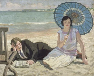 Kvinna med ett parasoll, ca 1925 (olja på duk)