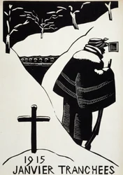 Januari 1915: les skyttegravar - i "" War Calendar of War"", ill. av Herman-Paul, Librairie Lutetia, Paris