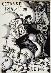 Oktober 1914, Reims - teckning av Herman Paul - i "" War Calendar of War"" utg. 1916