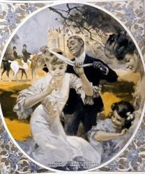 Trädgårdsspel: förberedelse av ett parti kummelnät, början av århundradet. Illustration av Rene Lelong (1871-1933)