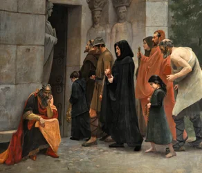 Raymond VI greve av Toulouse under excomunikation (detalj) (olja på duk)