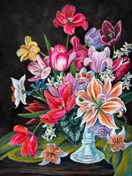 En färgsprakande blomsterbukett