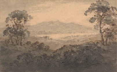Landskap med sjö och berg