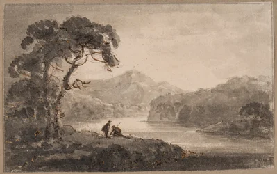 Flodlandskap (penna, pensel och bläck på papper)