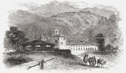 Klostret i Vallombrosa, Florens, Italien i slutet av 1800-talet. Från Italian Pictures av Rev. Samuel Manning, publicerad ca 1890.