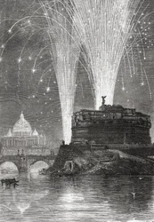 Illumination av Peterskyrkan och fyrverkeri över Castel Sant