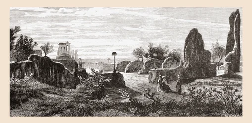Ruinerna av Caesarernas palats, Palatinkullen, Rom, Italien i slutet av 1800-talet. Från Italian Pictures av Rev. Samuel Manning, publicerad ca 1890.