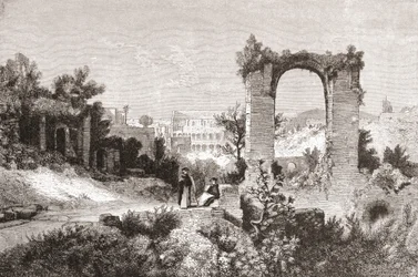 Palatinen från Aventinkullen, Rom, Italien i slutet av 1800-talet. Ur Italian Pictures av Rev. Samuel Manning, utgiven ca 1890.