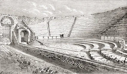 Den lilla teatern, Pompeji, Neapel, Italien Från Italian Pictures av Rev. Samuel Manning, utgiven ca 1890.