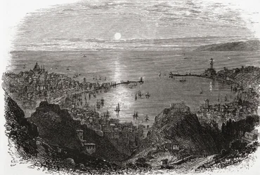 Vy över Genua i norra Italien i slutet av 1800-talet. Ur Italian Pictures av Rev. Samuel Manning, utgiven ca 1890.