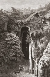 Vergilius grav , Neapel, södra Italien i slutet av 1800-talet. Från Italian Pictures av Rev. Samuel Manning, publicerad ca 1890.