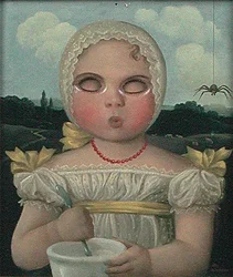 Little Miss Muffet (olja på panel) (se 201781)