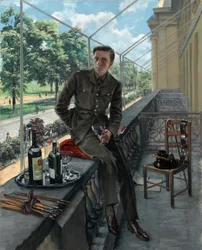 Rex Whistlers självporträtt i walesiska gardes uniform, maj 1940 (olja på duk)
