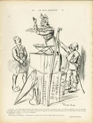 Illustration av Ricardo Flores (1878-1918) i Le Lire, 20/09/13 - Lögnaren - Tyskland Preussen, Turkiet, kriget 14-18 första mössen - William II