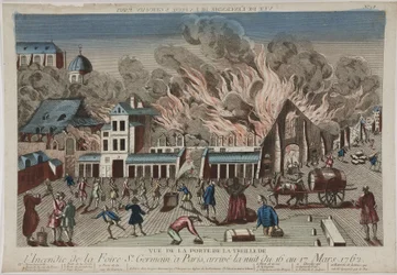 Vy över branden i St Germain, Paris