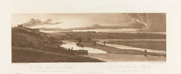 Vattenverket vid Marli och St. Germain en Laye sedd i fjärran 1803; Skylt 15 från Views in Paris, Emanuel Volume-spårningen av plattan B1981.25.2624