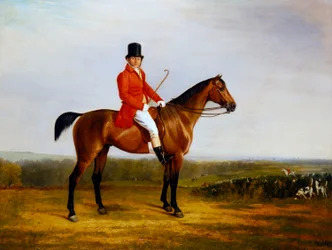Isaac Sadler monterad på en Bay Hunter (olja på duk)