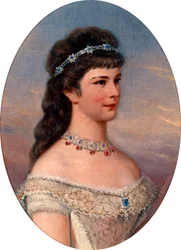 ""Porträtt av Elisabeth av Wittelsbach (1837-1898) (sissi eller sisi), kejsarinna av Österrike (1854-1898) och drottning av Ungern (1867-1898)"" Målning av Richard Bitterlich (1862-1940) Privat samling