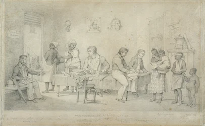 Protector of Slaves Office, Trinidad, ca 1833 (grafit på vävt papper)