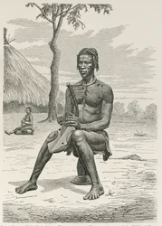 A Harp Player of the Azandeh eller Nyam-Nyams, från "The History of Mankind" av Prof. Friedrich Ratzel, pub. år 1904