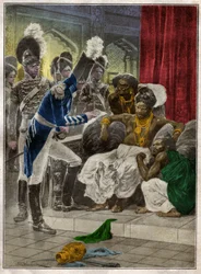 Sri Vikrama Rajasinha, kung av Kandy (Sri Lanka) avskedad av engelsmännen 1815. 1924 (Illustration)