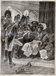 Sri Vikrama Rajasinha, kung av Kandy (Sri Lanka) avskedad av engelsmännen 1815. 1924 (Illustration)