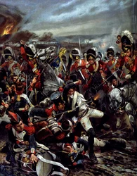 The Charge of the Scots in Waterloo - målning av Caton Woodville