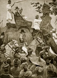 Brittiska trupper på väg in i Singapore, 1824, illustration från 