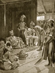 Sir James Brooke på Borneo, 1842, illustration från 