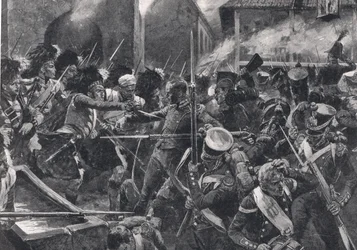 The 42nd Highlanders driver fransmännen ut ur Elvina, illustration från 